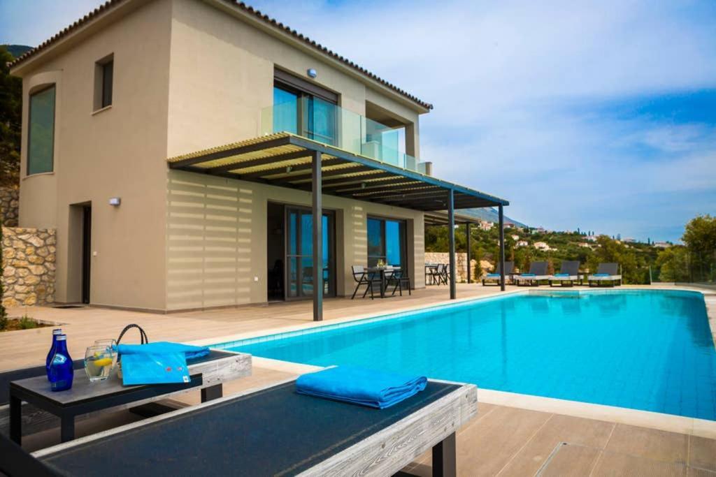 New Villa Blue With Private Pool At Trapezaki Livathos  Dış mekan fotoğraf